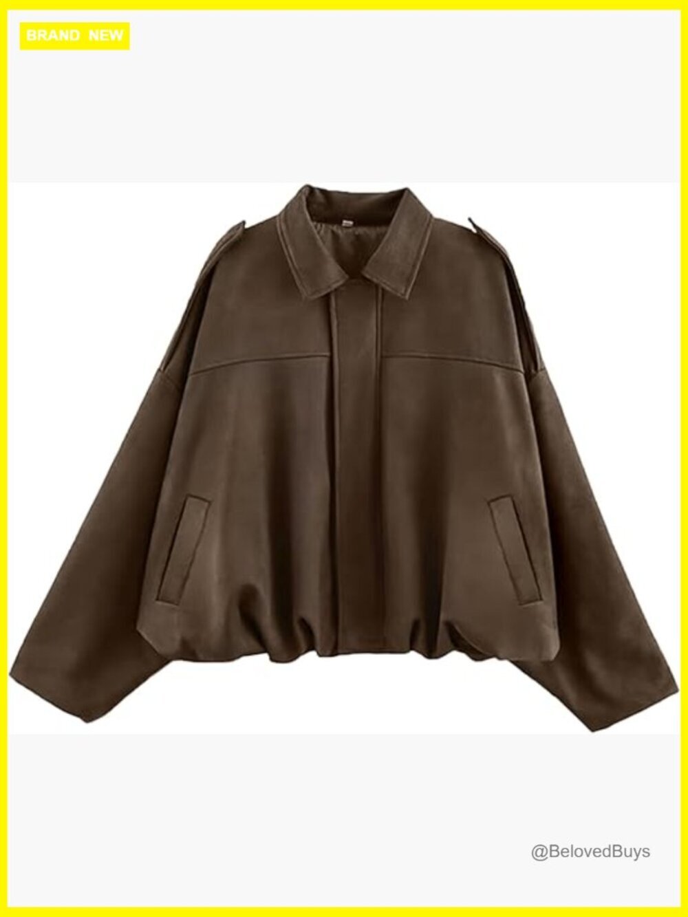 Faux Suede Bomber Jacket Oversized Lapel Pilot Cropped Coat